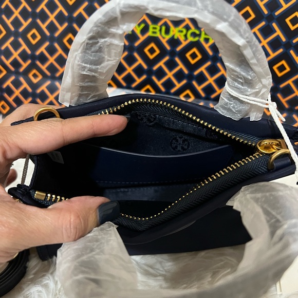 NWT Authentic Tory Burch Navy EllaNylon Mini Tote - Picture 2 of 5